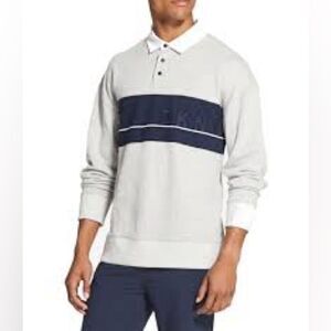 DKNY Men’s Pullover Glacier Gray Mel Long-Sleeve Polo Rugby Size Large